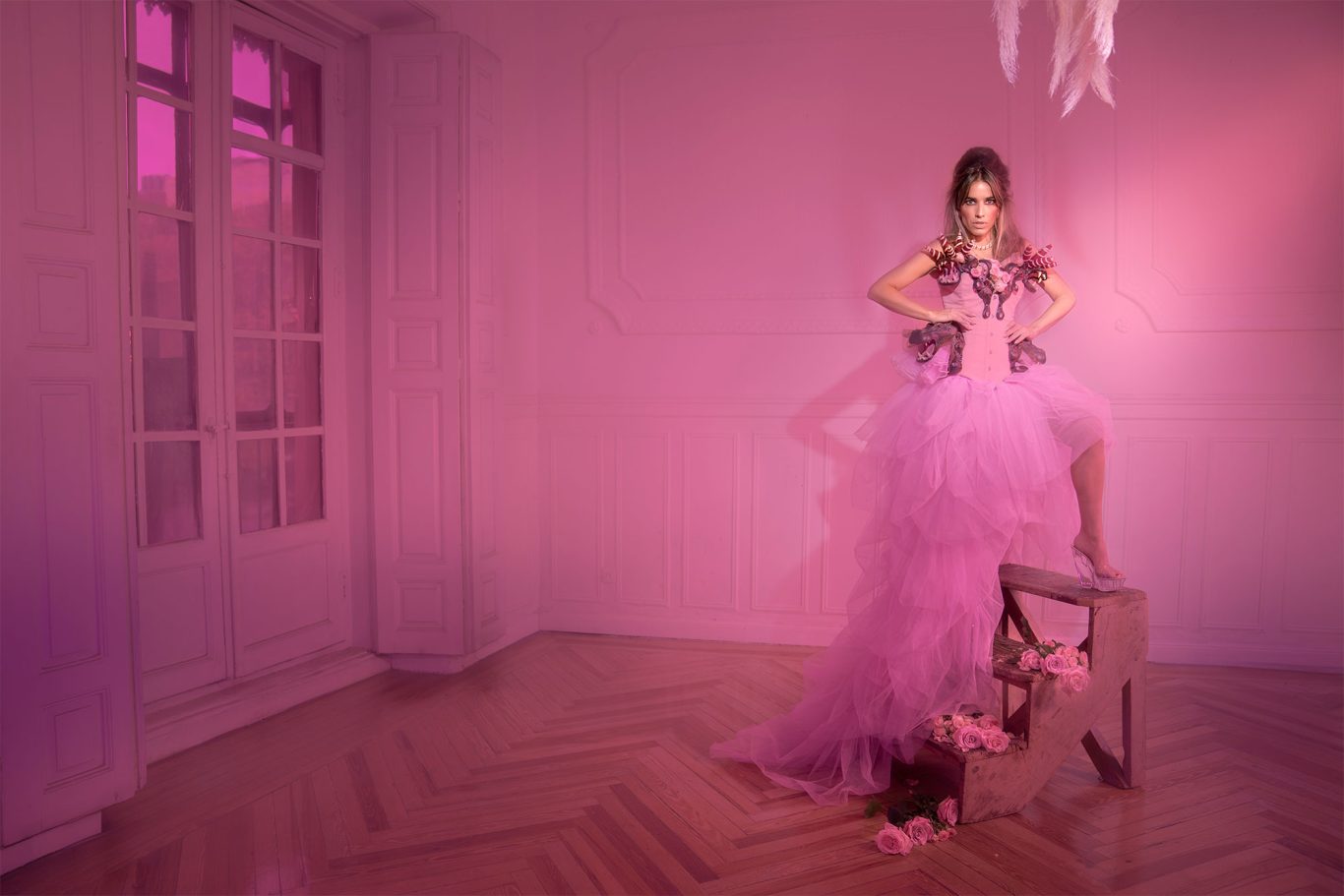 Cinderella Editorial portrait of journalist and television presenter Flora González. Creative direction and photography by Raúl Rosillo.