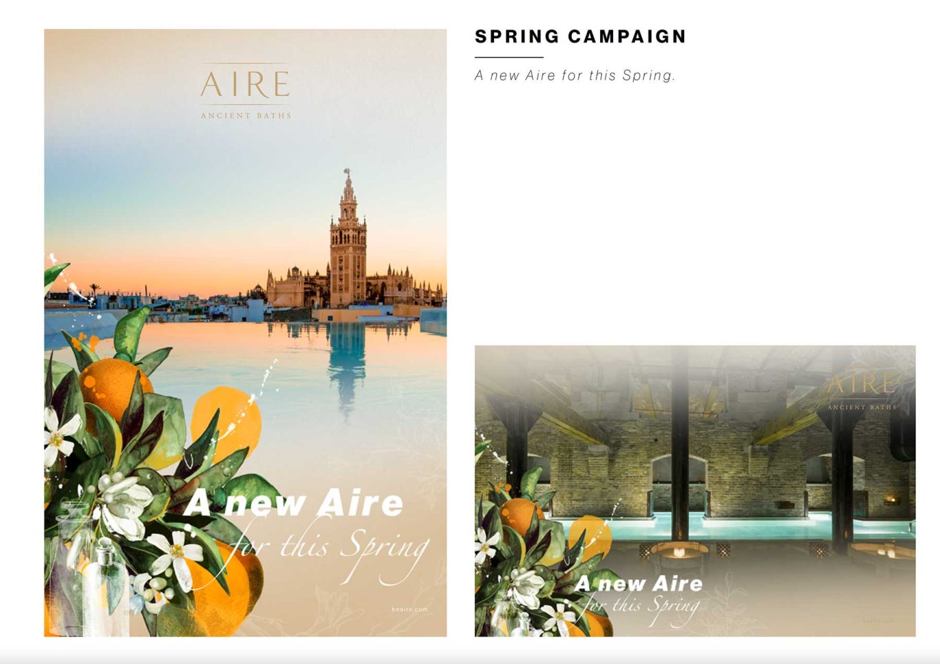 Global Campaign Art Direction System AIRE Ancient Baths global campaign visual design and art direction system by Raúl Rosillo