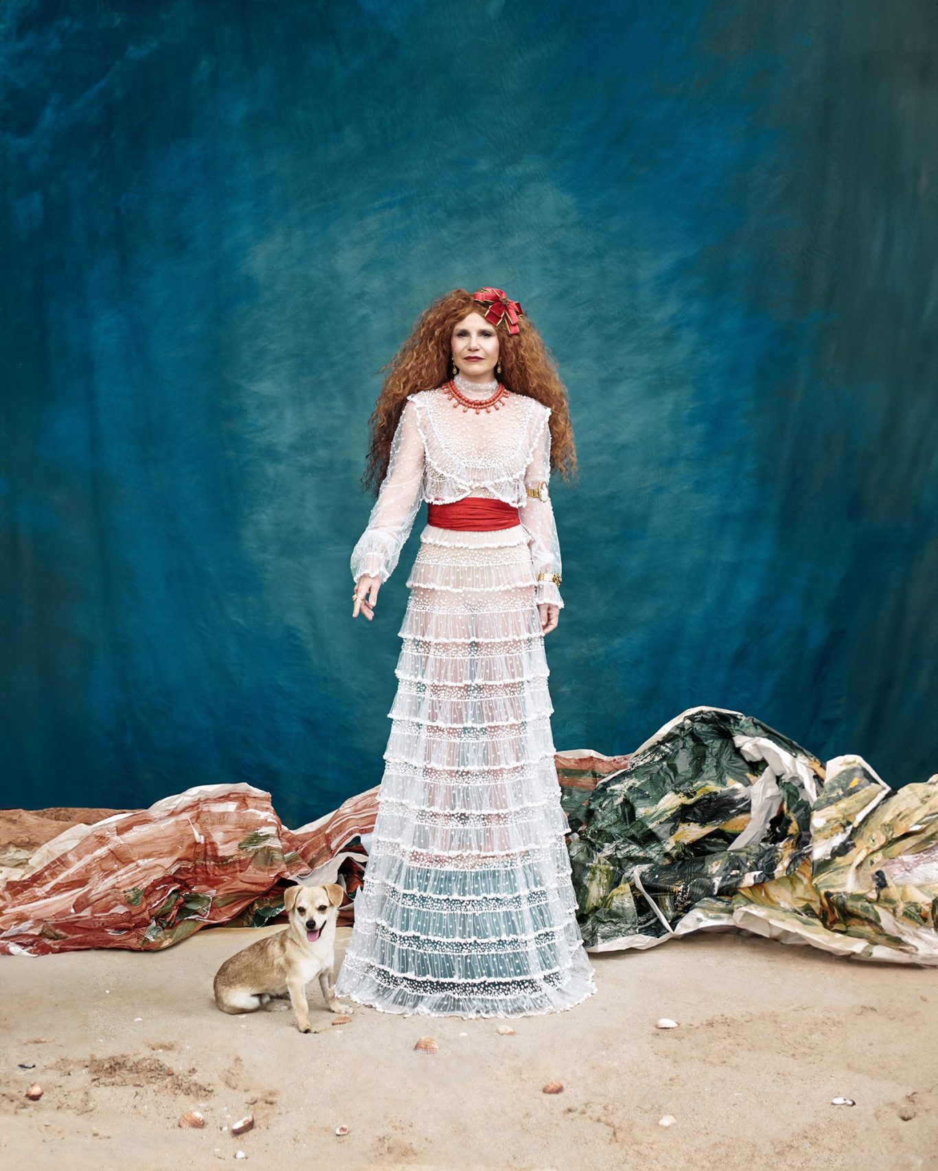 Eugenia Martínez de Irujo in a reinterpretation of “The White Duchess” by Francisco de Goya