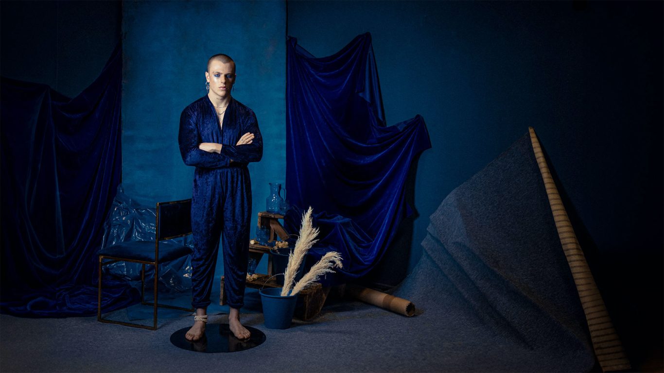 Tired Blue Portrait of Manuel Macías in “Tired Blue”, editorial for Kaltblut Magazine photographed by Raúl Rosillo.