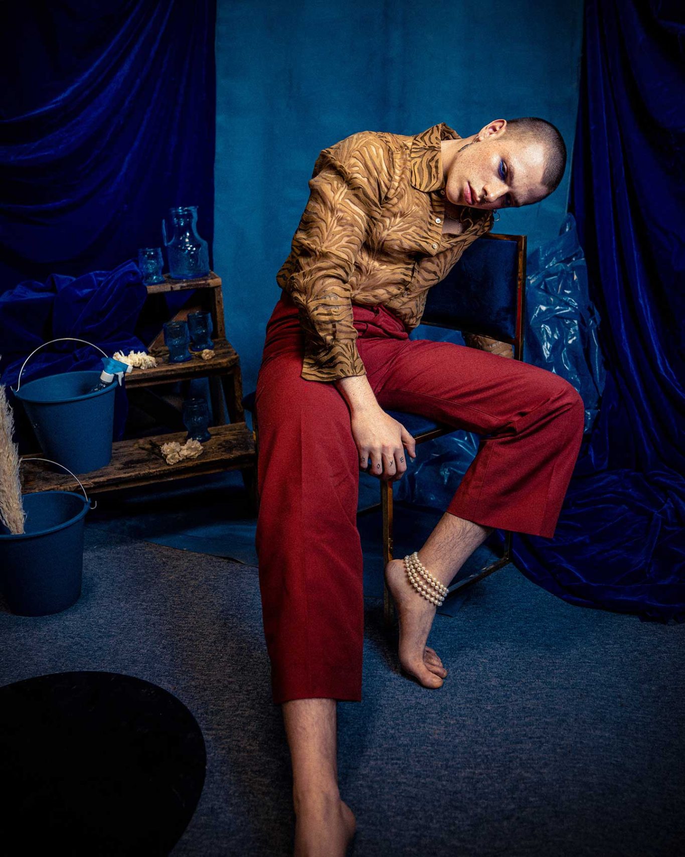 Tired Blue Portrait of Manuel Macías in “Tired Blue”, editorial for Kaltblut Magazine photographed by Raúl Rosillo.